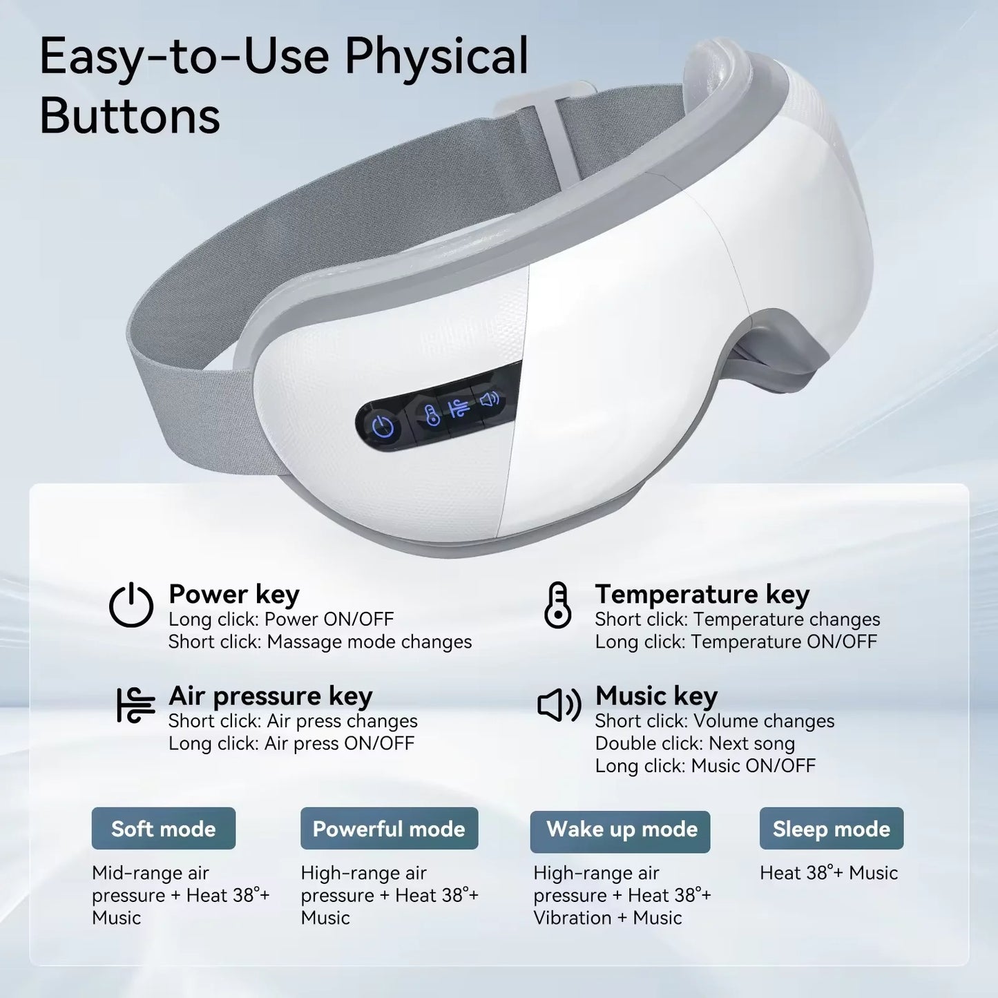 THRIVE Wellness Pulsewave Eye Massager, Button Instructions