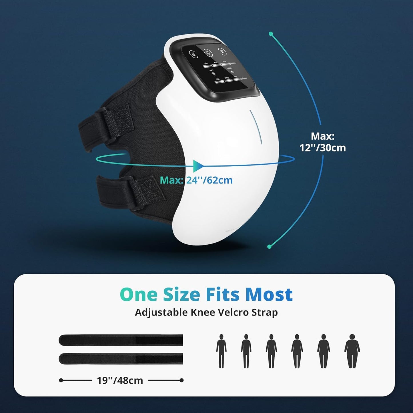 THRIVE Wellness Pulsewave Knee Massager. Sizing