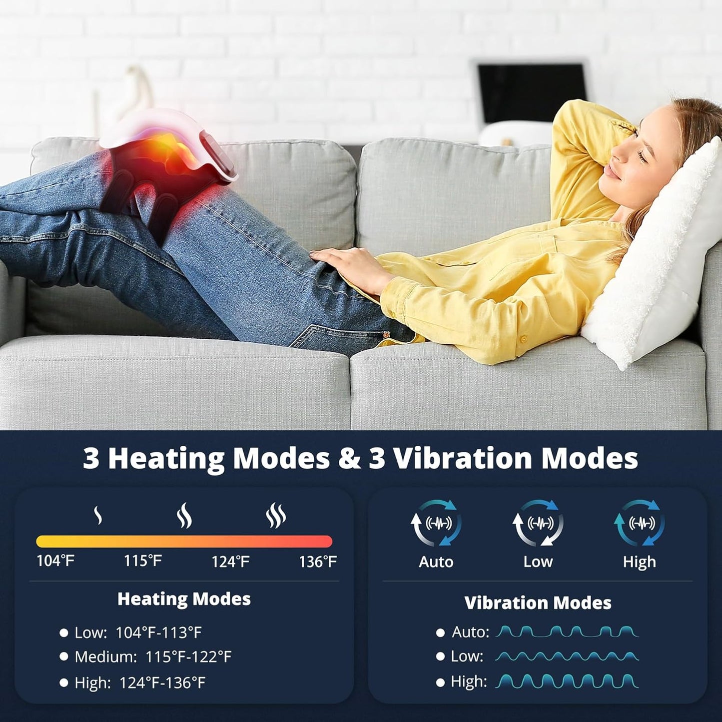 THRIVE Wellness Pulsewave Knee Massager, Heating Modes